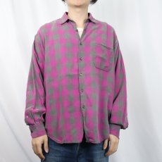 画像2: 80's GAP ブロックチェック柄 ライトネルシャツ L (2)