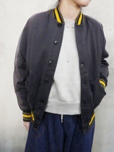 画像1: 50's GENERAL ATHLETICS PRODUCTS 猫目ボタン コットン ボタンスタジャン NAVY  (1)