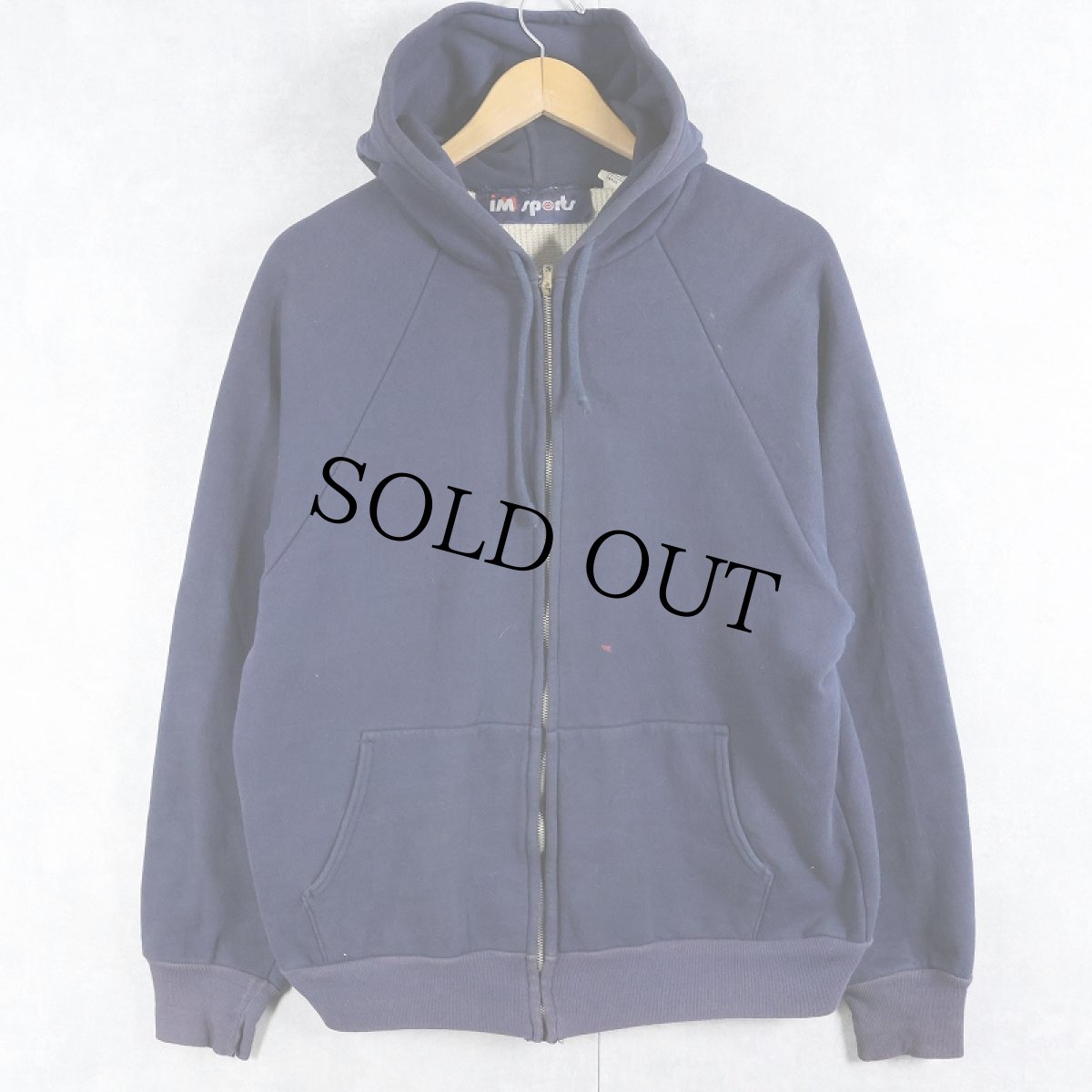 画像1: 80's IM Sports 裏サーマル スウェットジップパーカー L (1)