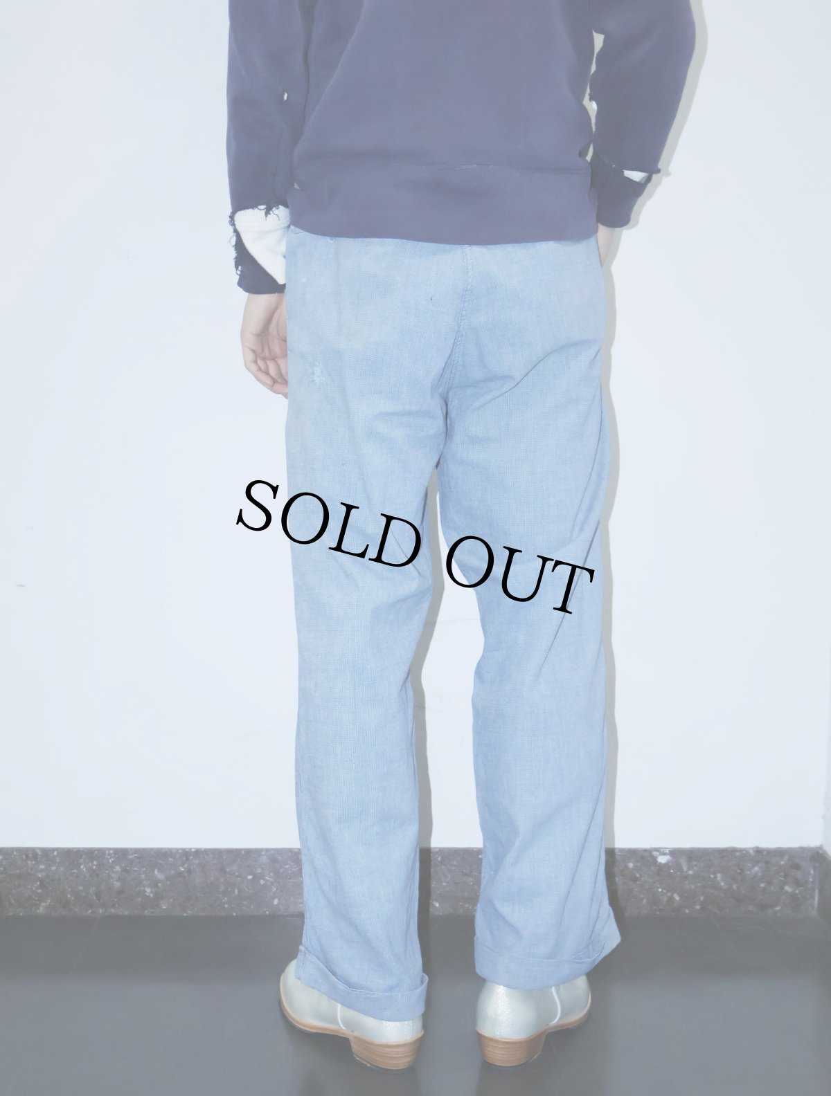 画像3: 〜60's ピンチェック柄 コットンワークパンツ W33 (3)