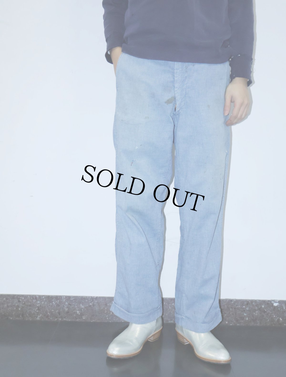 画像2: 〜60's ピンチェック柄 コットンワークパンツ W33 (2)