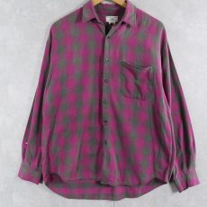 画像1: 80's GAP ブロックチェック柄 ライトネルシャツ L (1)