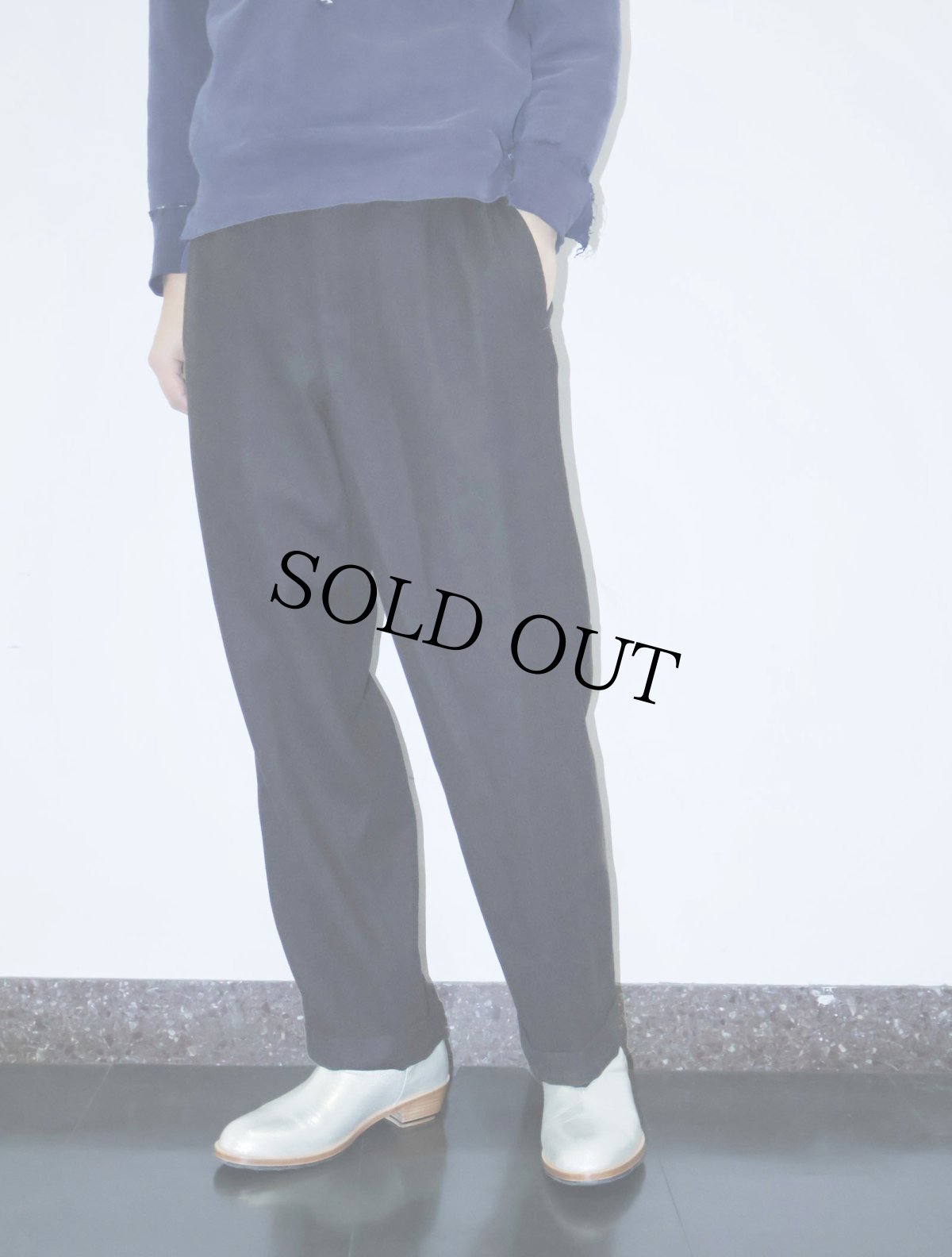 画像1: 50〜60's ストライプ柄織り スラックス BLACK W35 (1)