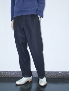 画像1: 50〜60's ストライプ柄織り スラックス BLACK W35 (1)