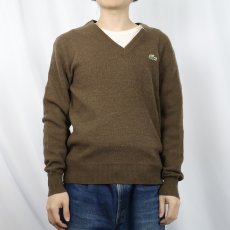 画像2: 70〜80's CHEMISE LACOSTE FRANCE製 Vネック ニットセーター (2)