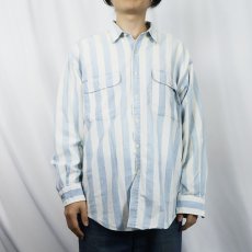 画像2: 90's GAP ストライプ柄 コットンシャツ L (2)