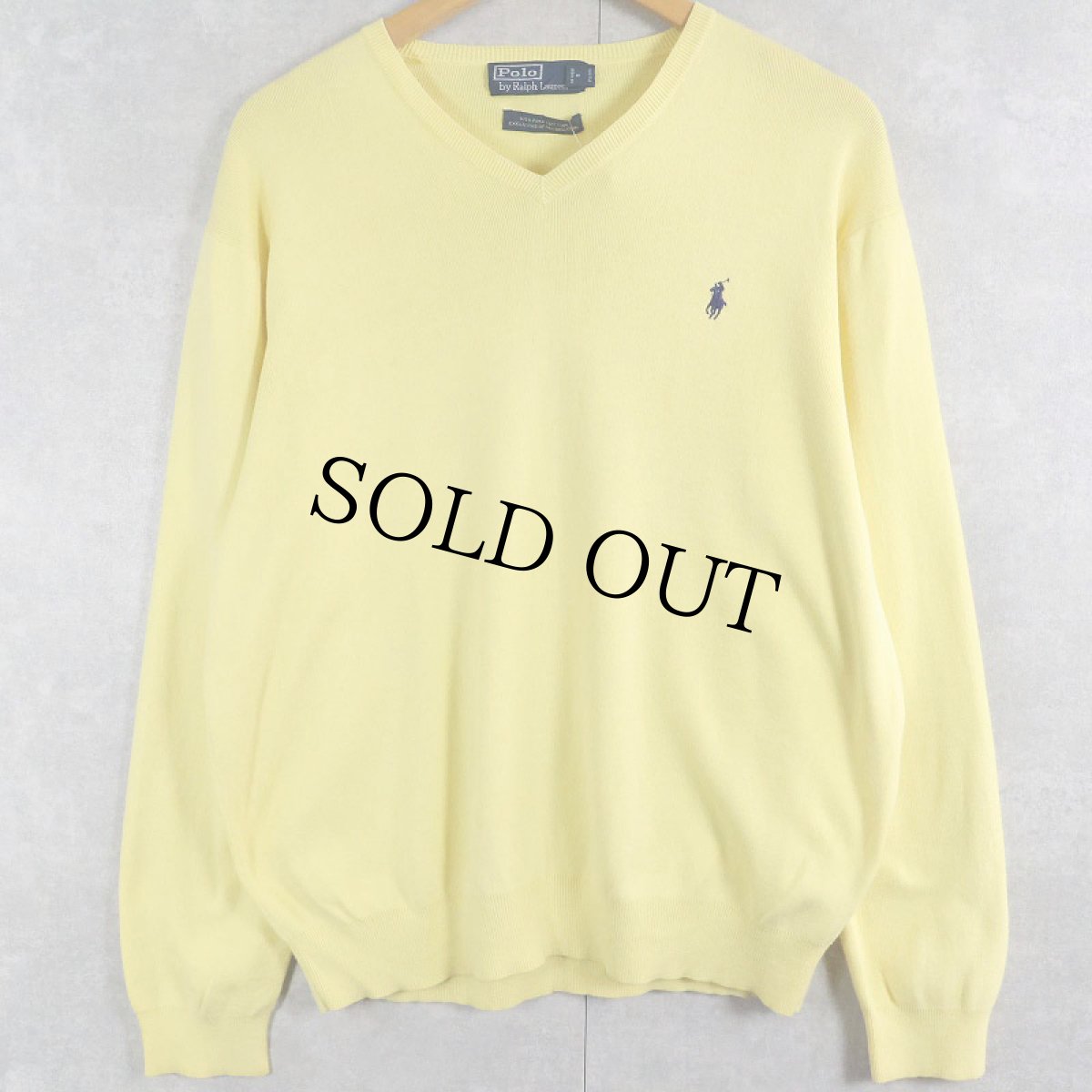 画像1: POLO Ralph Lauren ピマコットン Vネックニットセーター L (1)