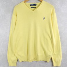 画像1: POLO Ralph Lauren ピマコットン Vネックニットセーター L (1)