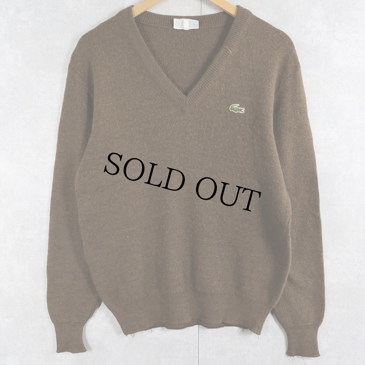 画像1: 70〜80's CHEMISE LACOSTE FRANCE製 Vネック ニットセーター (1)