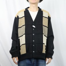 画像2: Roger Kent 切り替えデザイン アクリルニットカーディガン (2)