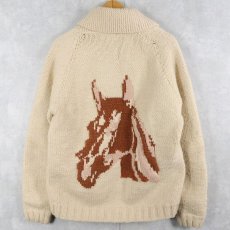 画像1: 60's 馬柄 ショールカラー カウチンニットジャケット (1)