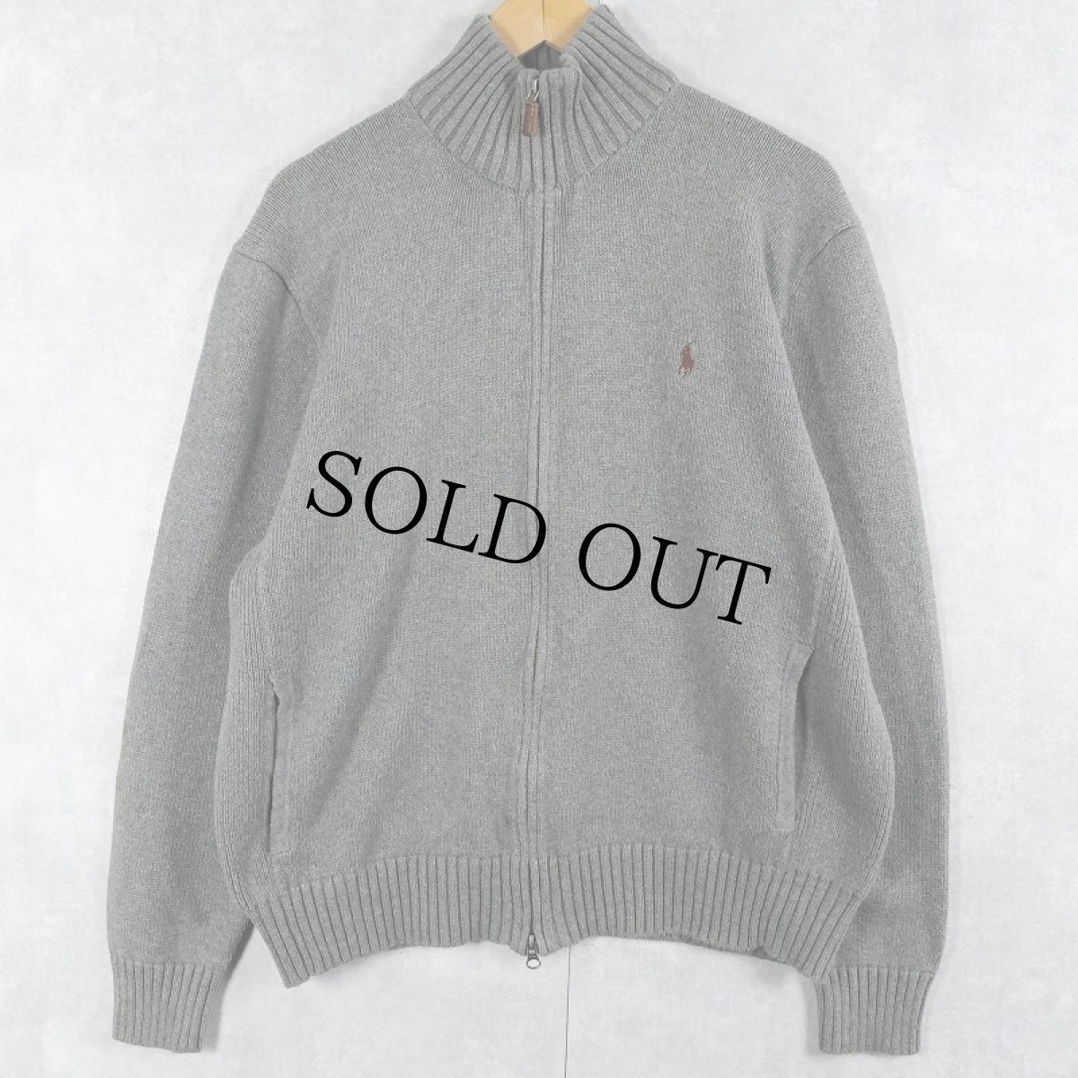 画像1: POLO Ralph Lauren ハイネック コットンニット ジップジャケット XL (1)