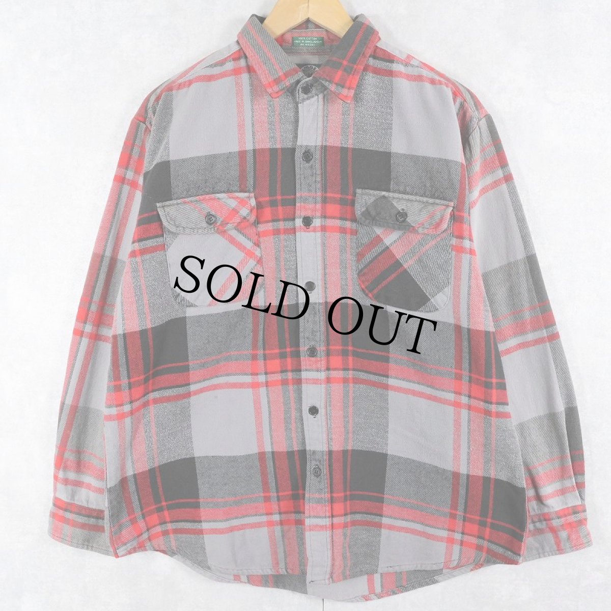 画像1: 90's TIMBER TRAIL チェック柄 ヘビーネルシャツ L (1)