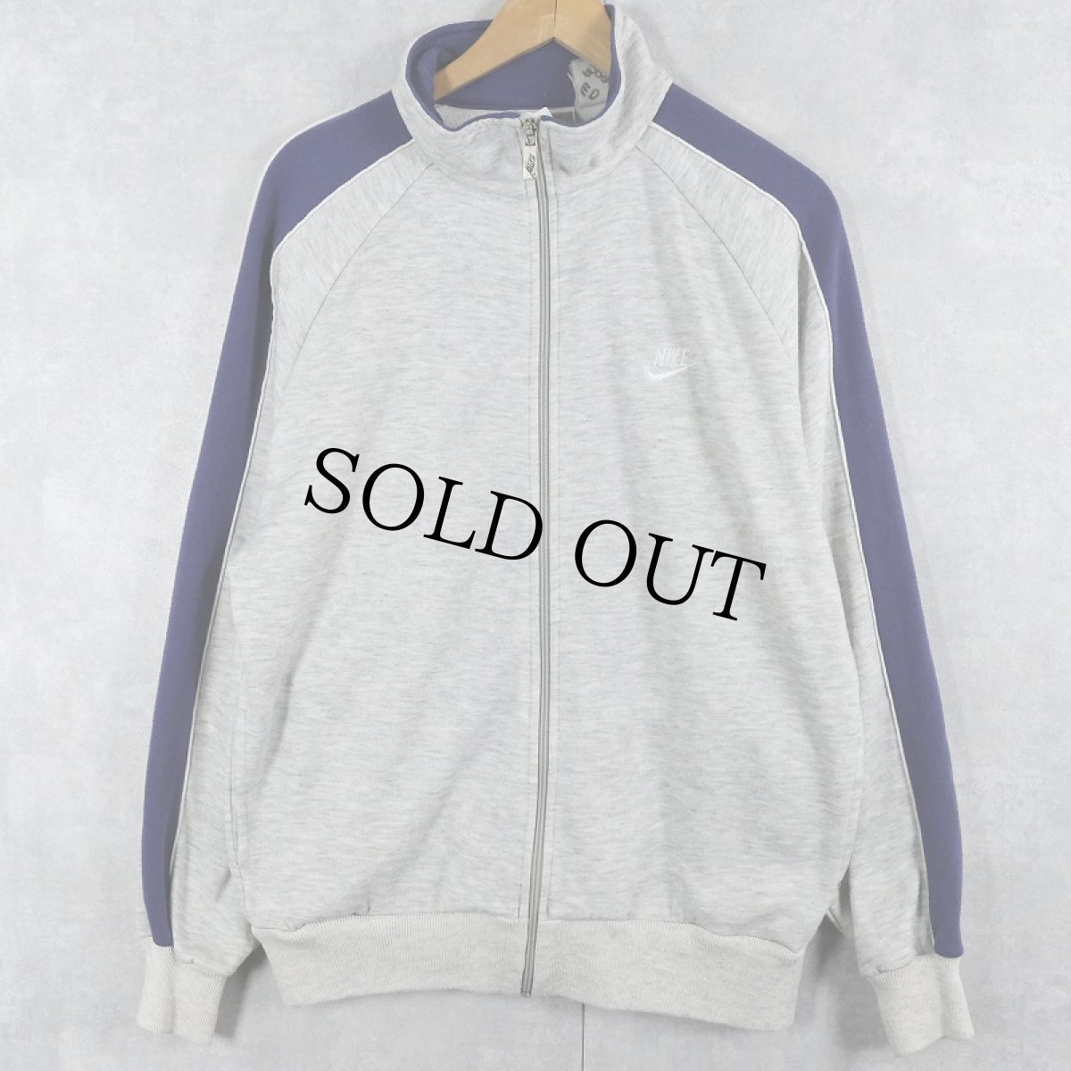 画像1: 90's NIKE 銀タグ ラインデザイン スウェットジップジャケット L (1)