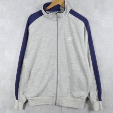画像1: 90's NIKE 銀タグ ラインデザイン スウェットジップジャケット L (1)
