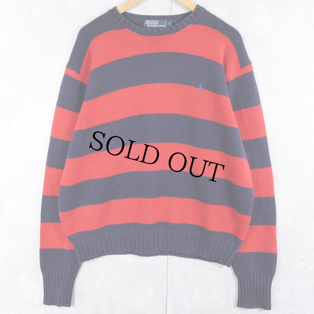 画像1: POLO Ralph Lauren ボーダー柄 コットンニットセーター L (1)