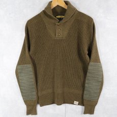 画像1: Ralph Lauren RUGBY エルボーパッチ付き ヘンリーネック コットンニットセーター S (1)