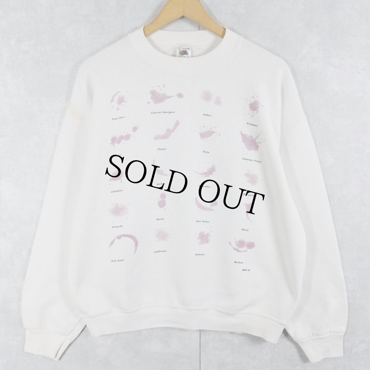 画像1: 90's USA製 "WINE STAINS" プリントスウェット XL (1)