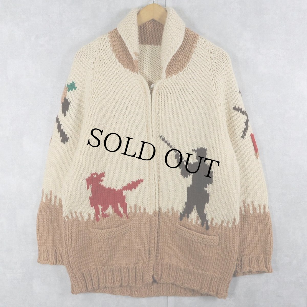 画像1: 70's ハンター柄 カウチンニットジャケット (1)