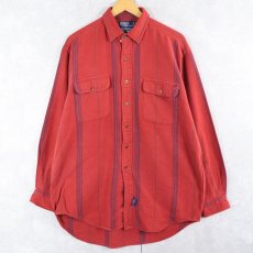 画像1: 90's POLO Ralph Lauren CANADA製 ストライプ柄 ヘビーネルシャツ M (1)