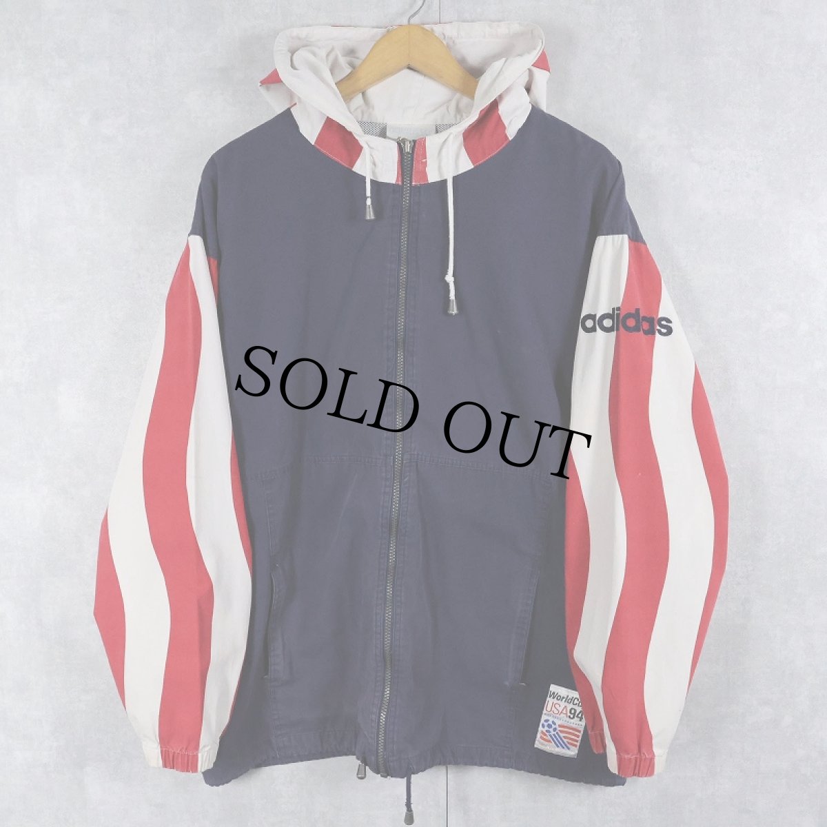 画像1: 90's adidas "World Cup USA 94" コットンジップパーカー M (1)