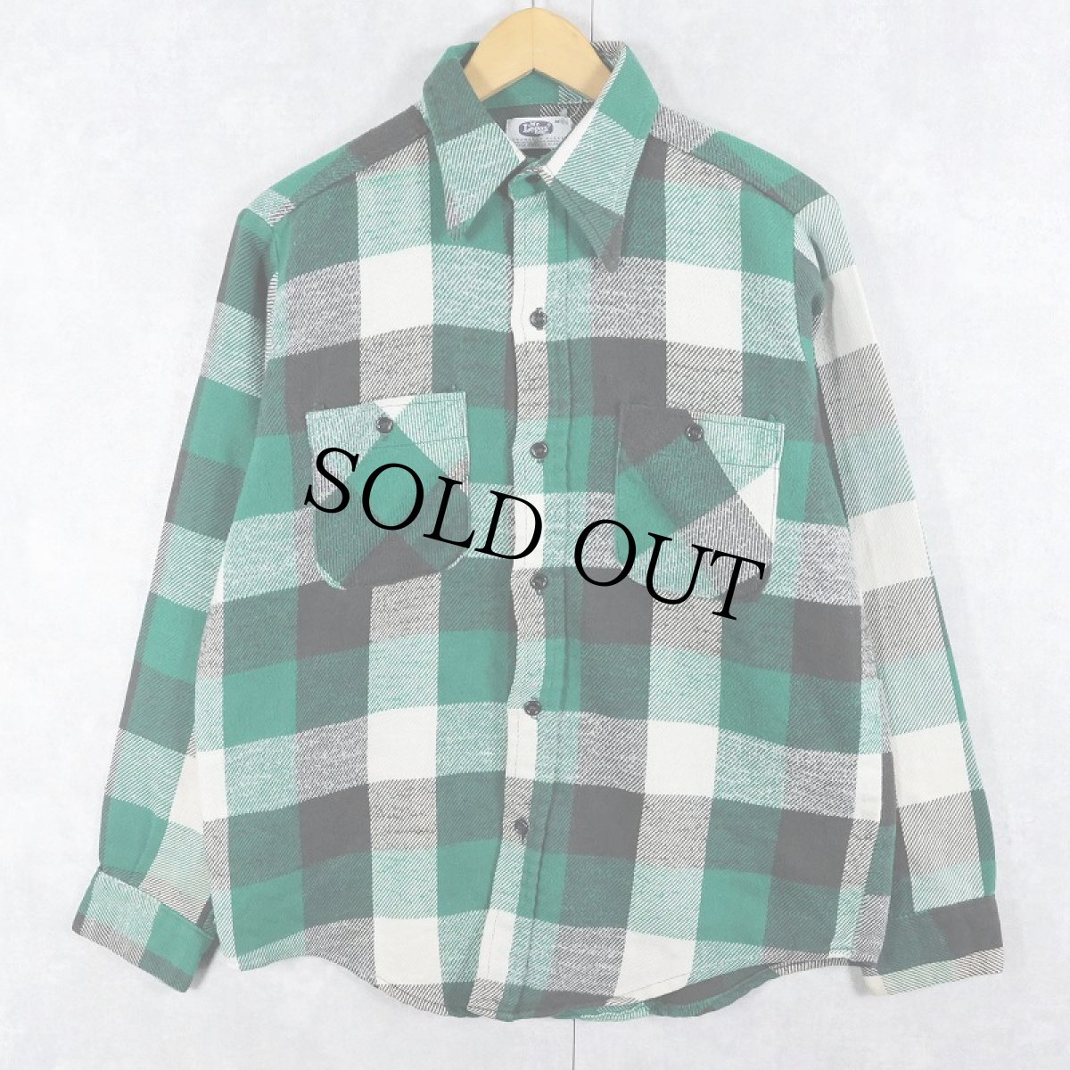 画像1: 70〜80's Mr. Leggs ブロックチェック柄 ヘビーネルシャツ M (1)