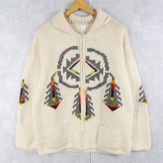 画像1: ECUADOR製 ネイティブ柄 ウールニット ジップジャケット (1)