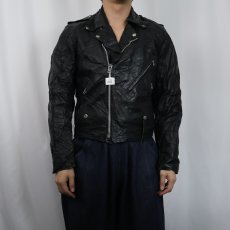 画像3: 60's HARLEY-DAVIDSON ハンドペイント ダブルライダースジャケット BLACK (3)