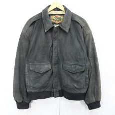 画像1: G-III "A-2 TYPE" スエードレザージャケット BLACK M (1)