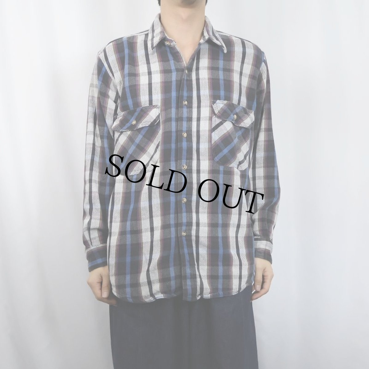 画像2: 90's FIVE BROTHERS チェック柄 ヘビーネルシャツ L (2)