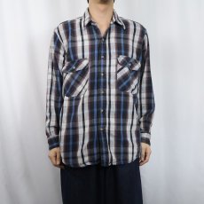 画像2: 90's FIVE BROTHERS チェック柄 ヘビーネルシャツ L (2)