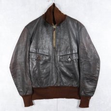 画像1: 30〜40's GERMAN モーターサイクル ハーフジップレザージャケット (1)