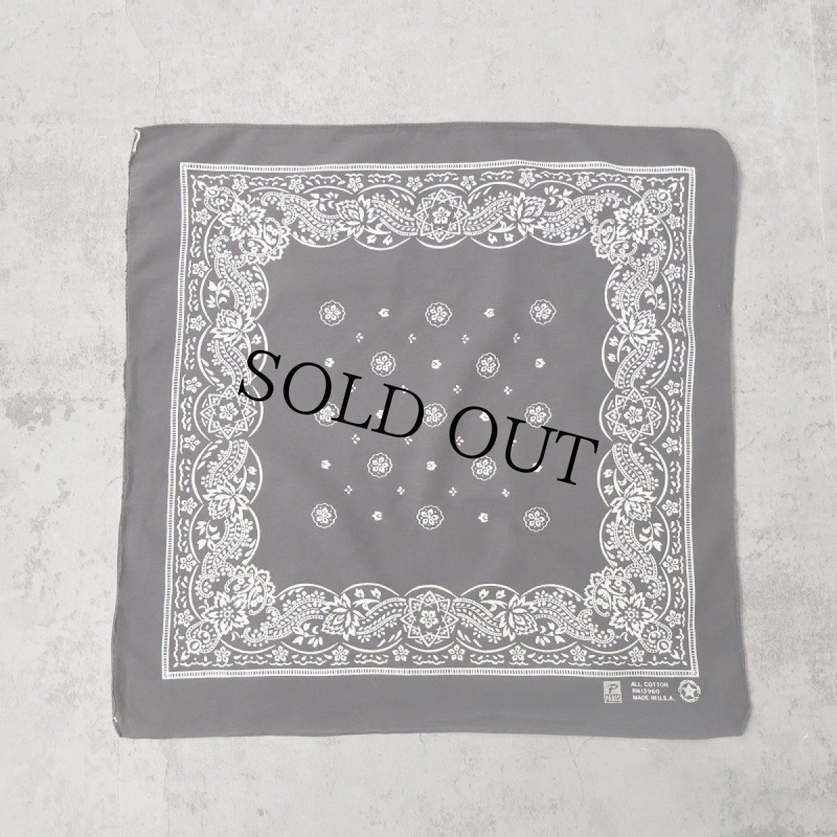 画像2: 80's PARIS ACCESSORIES,INC. USA製 花柄 バンダナ BLACK (2)