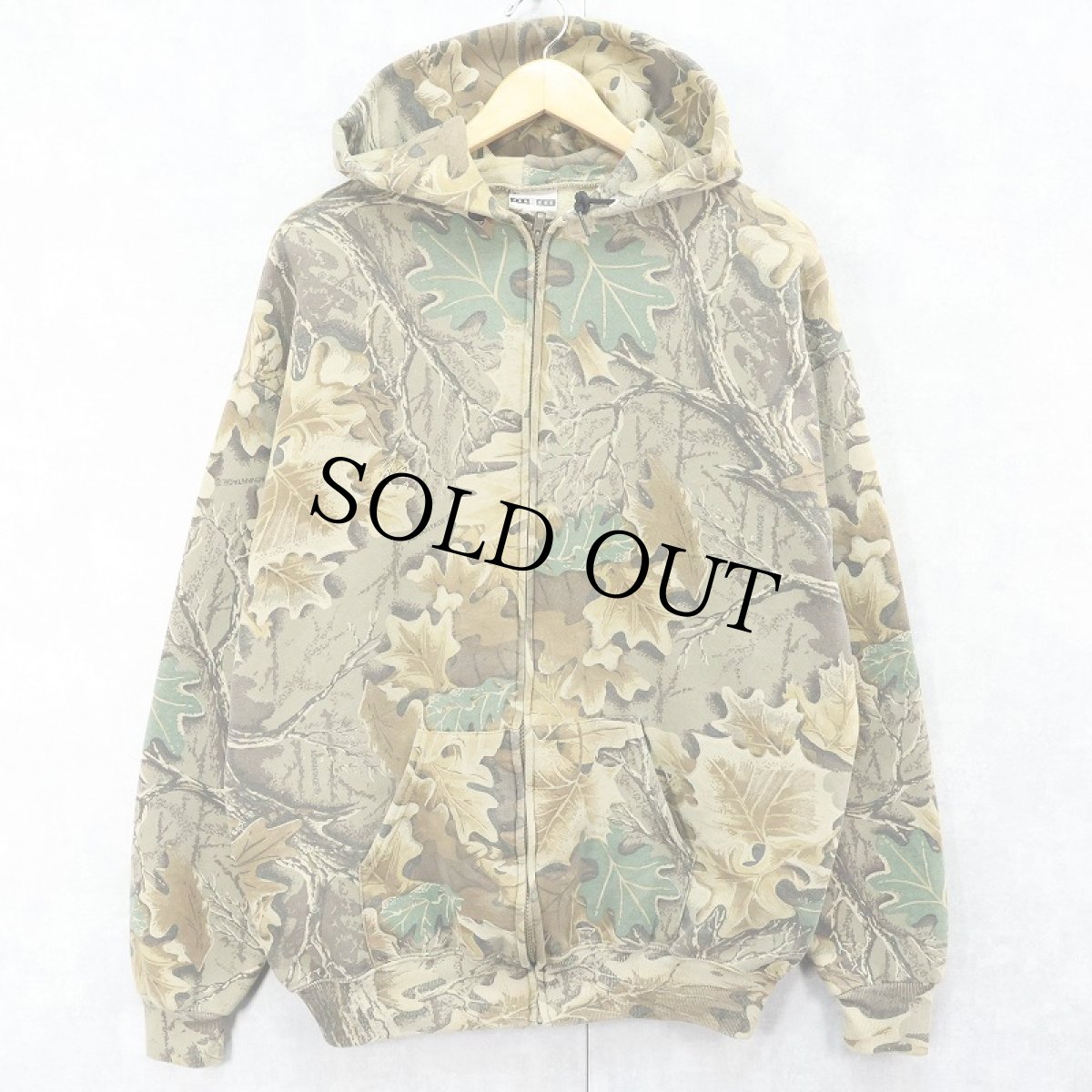 画像1: 90's JERZEES OUTDOORS リアルツリーカモ柄 スウェットジップパーカー XL (1)