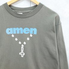 画像1: 90's FL Robinson CANADA製 "amen" プリントロンT L (1)