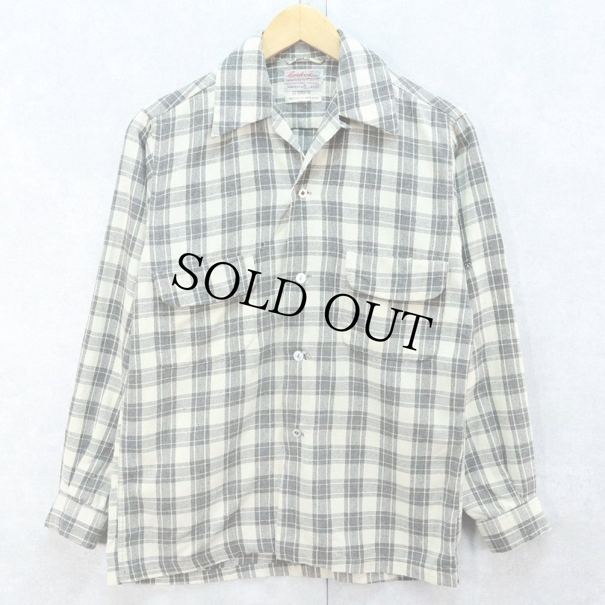 画像1: 50s Locoforea USA製 チェック柄 アクリル×ウール オープンカラーシャツ S (1)