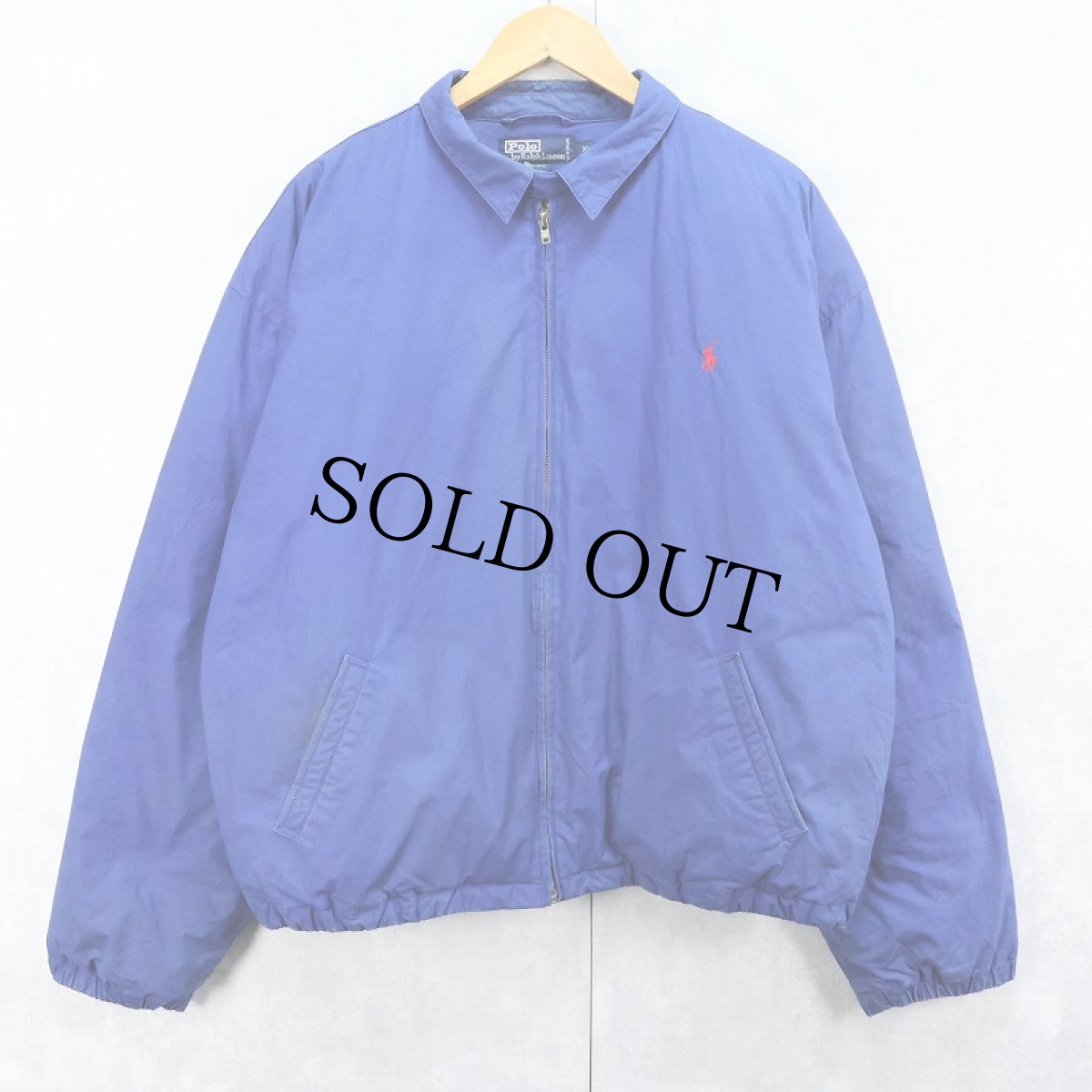 画像1: POLO Ralph Lauren ロゴ刺繡 チンスト付き コットンダウンジャケット XL  (1)