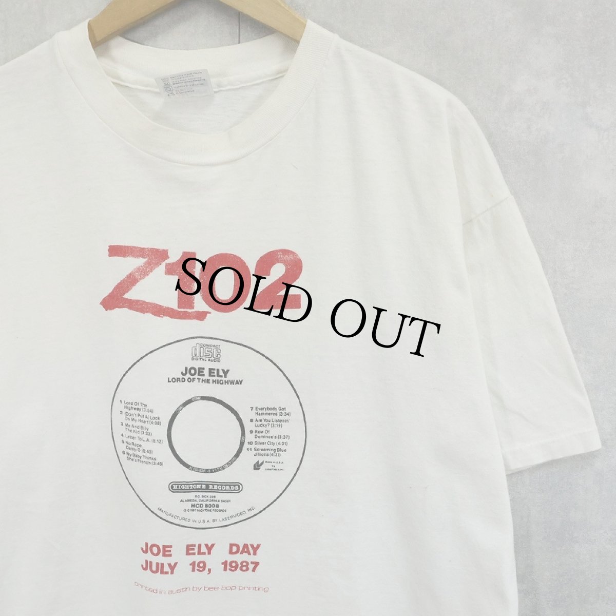 画像1: 80's Joe Ely USA製 "Z102" シンガーソングライター アルバムプリントTシャツ XL (1)