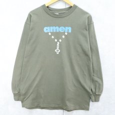 画像2: 90's FL Robinson CANADA製 "amen" プリントロンT L (2)