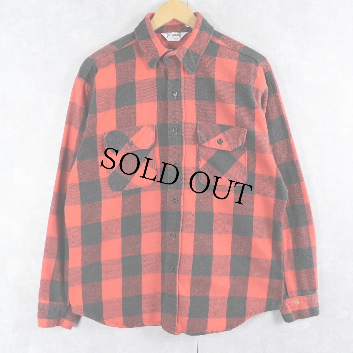 画像1: 70〜80's FIVER BROTHER USA製 バッファローチェック柄 ヘビーネルシャツ L (1)