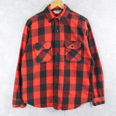 画像1: 70〜80's FIVER BROTHER USA製 バッファローチェック柄 ヘビーネルシャツ L (1)