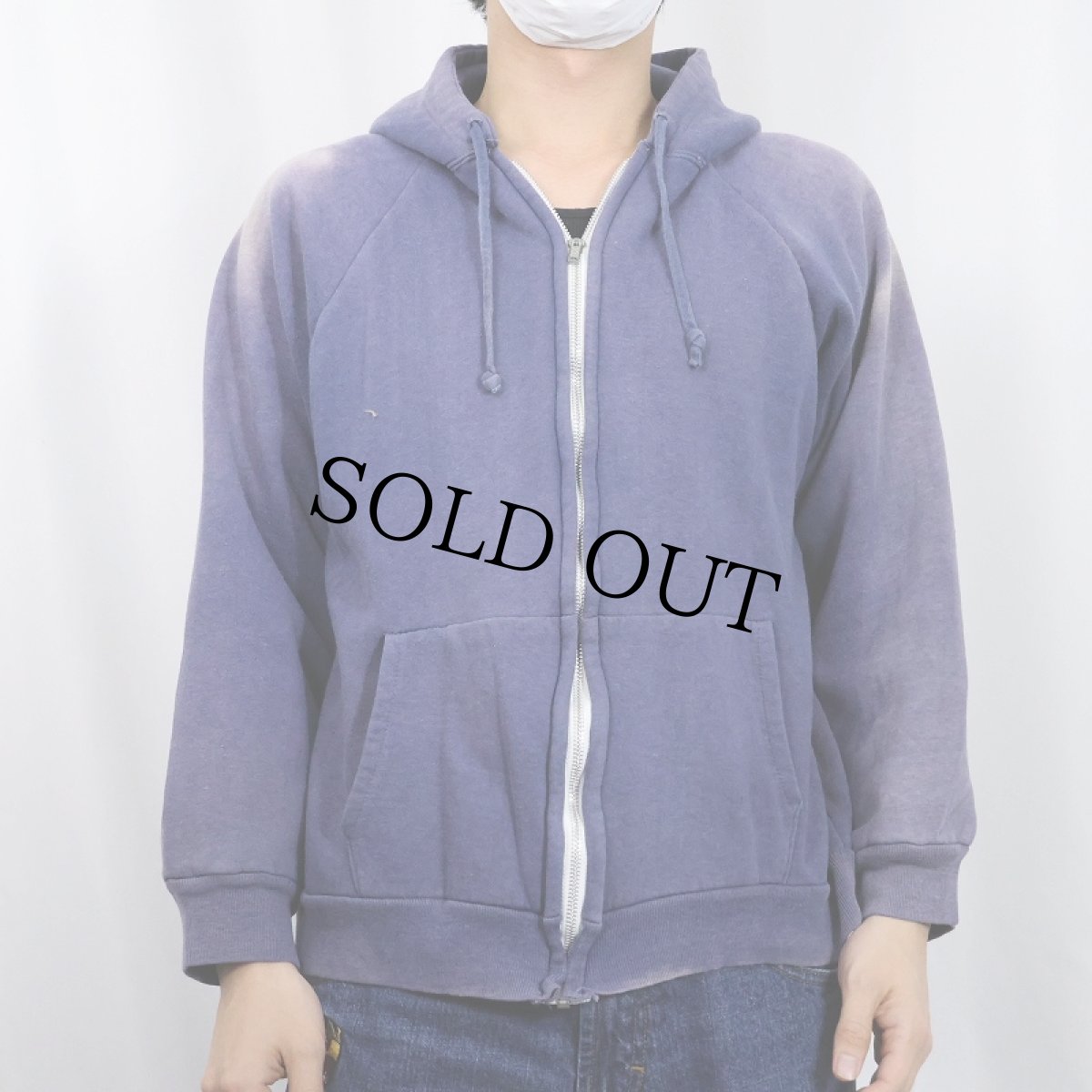 画像2: 〜80's 裏サーマル フェードスウェットジップパーカー M (2)