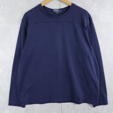 画像1: POLO Ralph Lauren 無地 フットボールロンＴ NAVY XL (1)