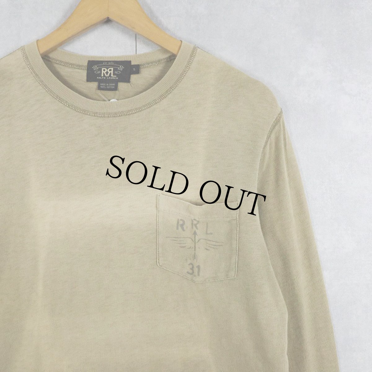 画像1: Ralph Lauren RRL ロゴプリント ポケットロンT S (1)