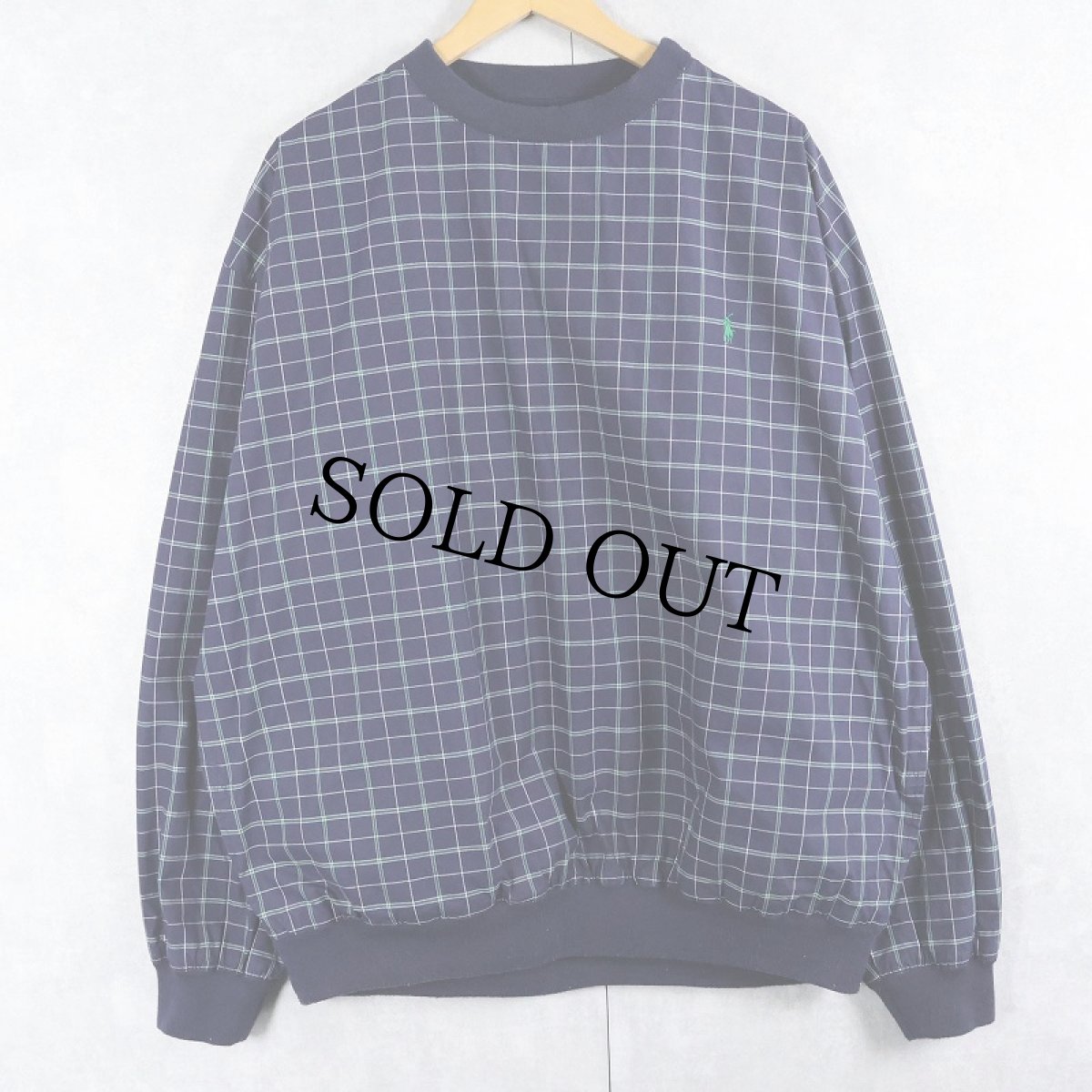 画像1: POLO GOLF RALPH LAUREN チェック柄 コットンプルオーバー NAVY XL (1)