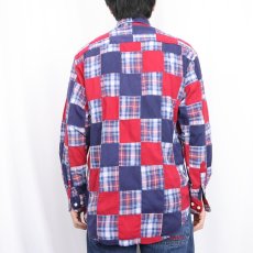 画像3: 90's GAP チェック柄 パッチワーク コットンボタンダウンシャツ M (3)