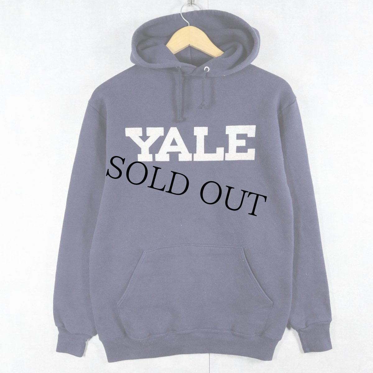 画像1: 70〜80's Velva Sheen USA製 "YALE" フロッキープリントスウェットフーディー NAVY M (1)