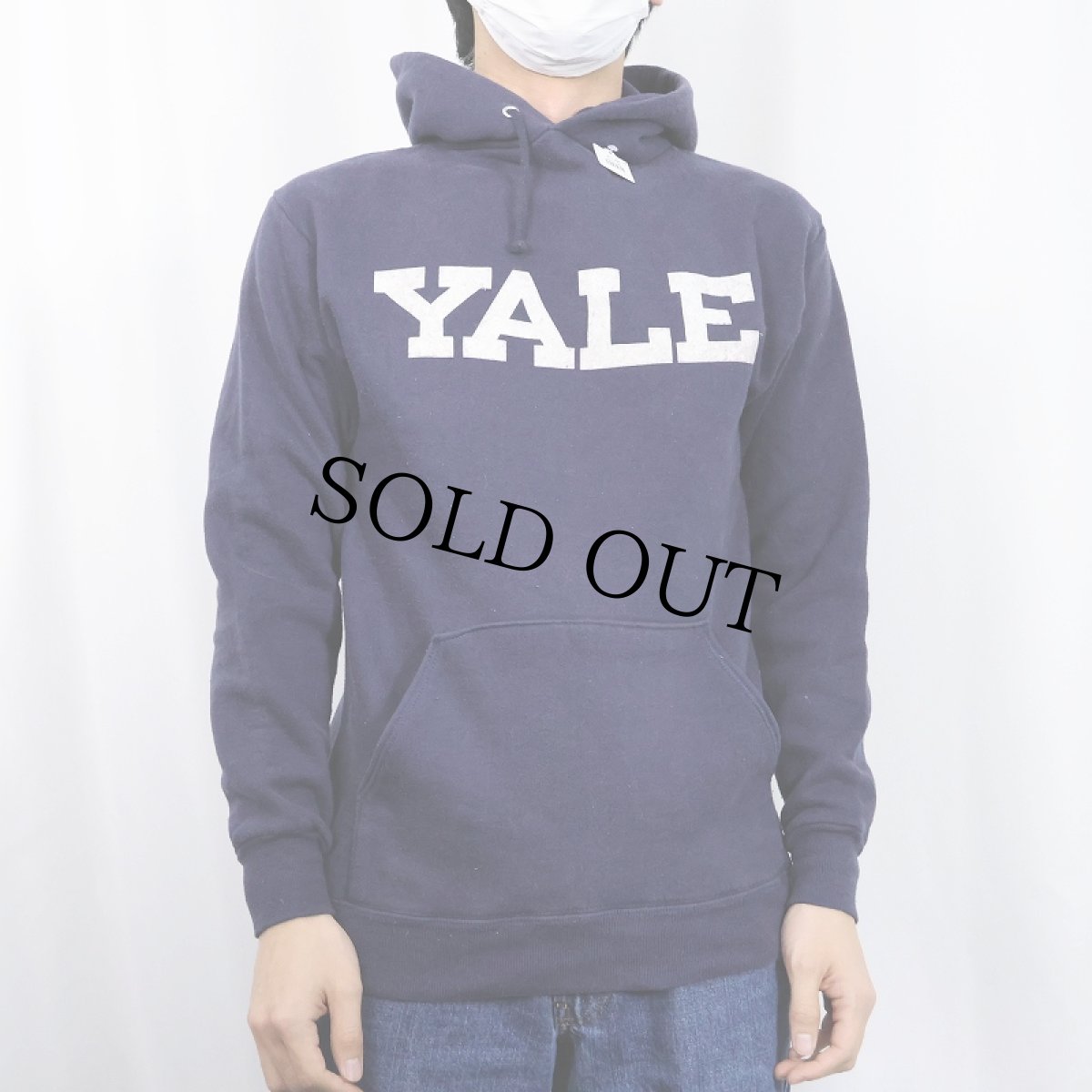 画像2: 70〜80's Velva Sheen USA製 "YALE" フロッキープリントスウェットフーディー NAVY M (2)