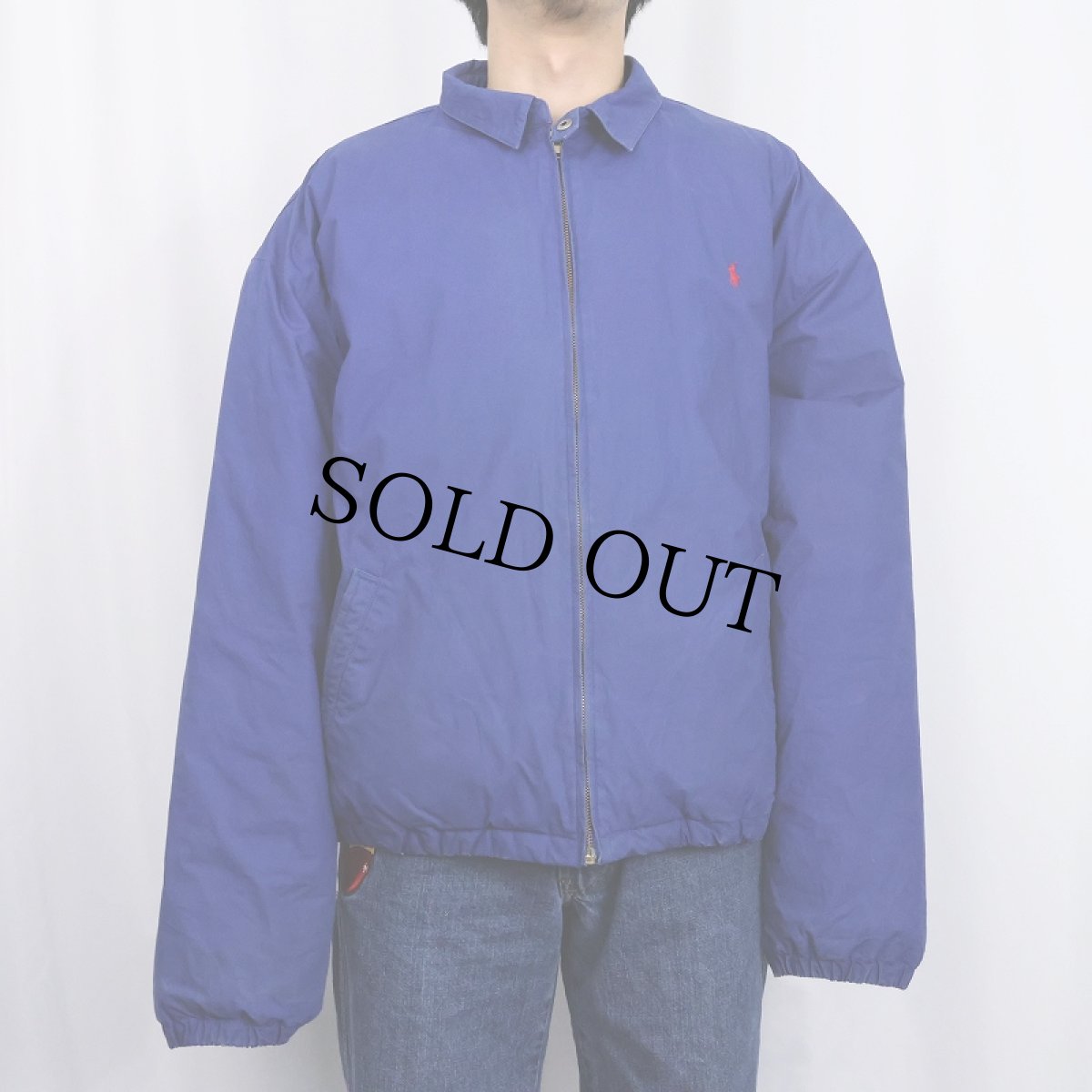 画像2: POLO Ralph Lauren ロゴ刺繡 チンスト付き コットンダウンジャケット XL  (2)