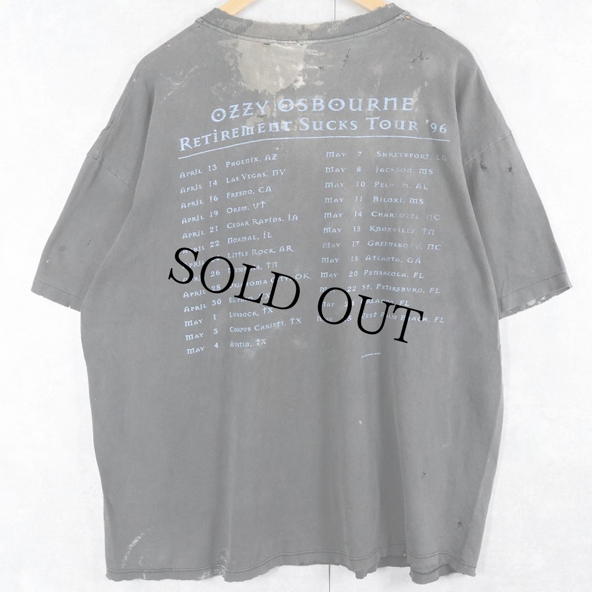 画像2: 1996 Ozzy Osbourne "RETIREMENT SUCKS TOUR" ヘヴィメタル・ミュージシャンツアーTシャツ XL (2)